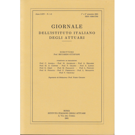Giornale dell'Istituto Italiano degli Attuari. Anno LXIV - n. 1-2