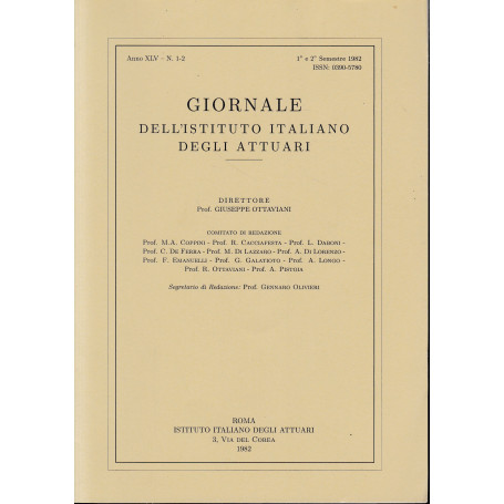 Giornale dell'Istituto Italiano degli Attuari. Anno XLV - n. 1-2
