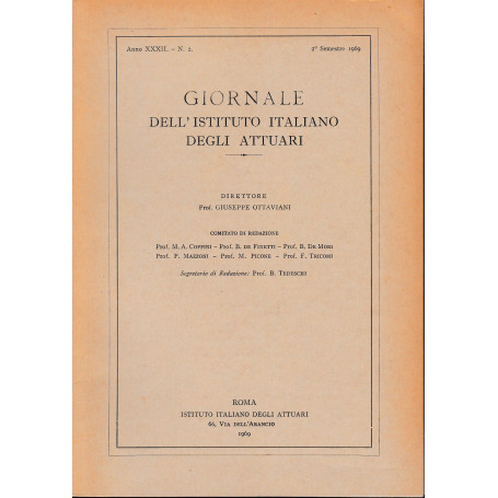 Giornale dell'Istituto Italiano degli Attuari. Anno XXXII - n. 2