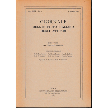 Giornale dell'Istituto Italiano degli Attuari. Anno XXXI - n. 1