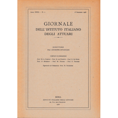 Giornale dell'Istituto Italiano degli Attuari. Anno XXXI- n. 2