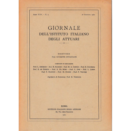 Giornale dell'Istituto Italiano degli Attuari. Anno XXV - n. 2