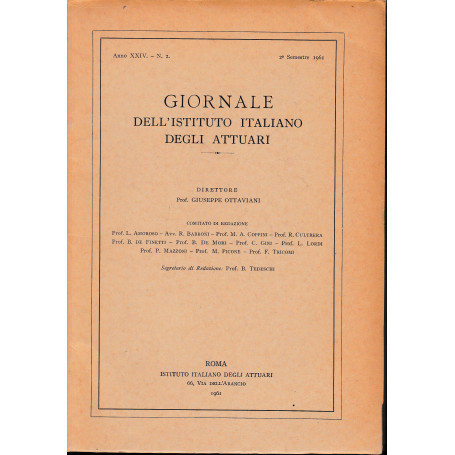 Giornale dell'Istituto Italiano degli Attuari. Anno XXIV - n. 2