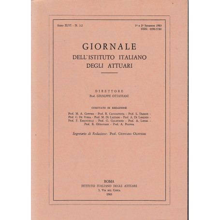 Giornale dell'Istituto Italiano degli Attuari. Anno XLVI - n. 1-2