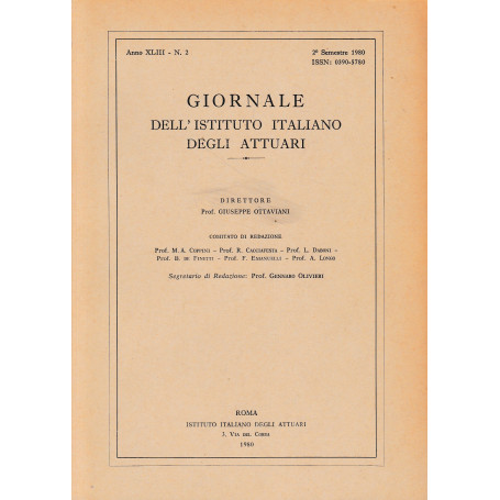 Giornale dell'Istituto Italiano degli Attuari. Anno XLIII - n. 2
