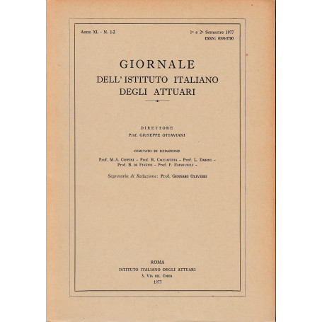Giornale dell'Istituto Italiano degli Attuari. Anno XL - n. 1-2