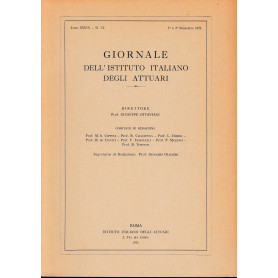 Giornale dell'Istituto Italiano degli Attuari. Anno XXXIX - n. 1-2