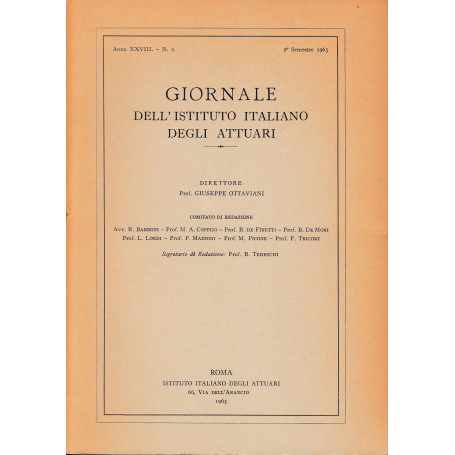 Giornale dell'Istituto Italiano degli Attuari. Anno XXVIII - n. 2