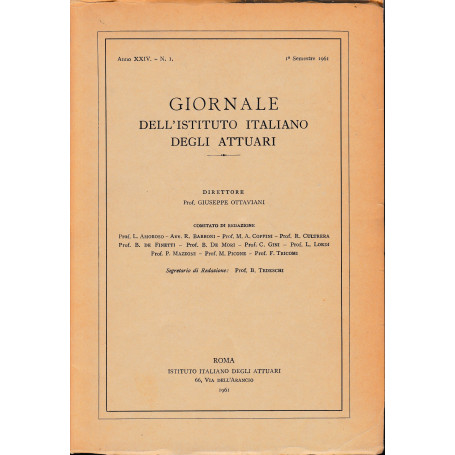 Giornale dell'Istituto Italiano degli Attuari. Anno XXIN - n. 1