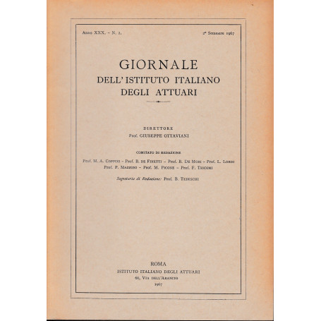 Giornale dell'Istituto Italiano degli Attuari. Anno XXX - n. 2